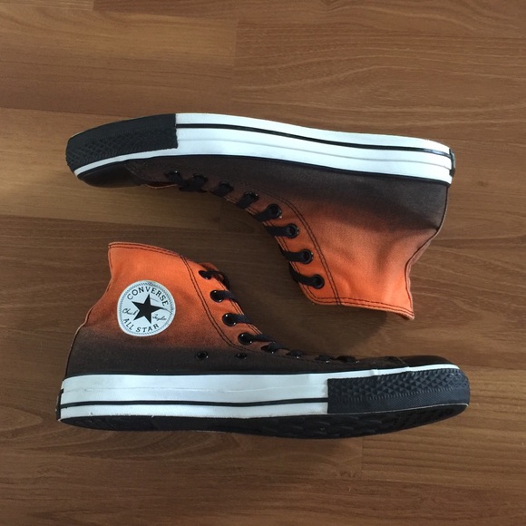 black and orange converse high tops